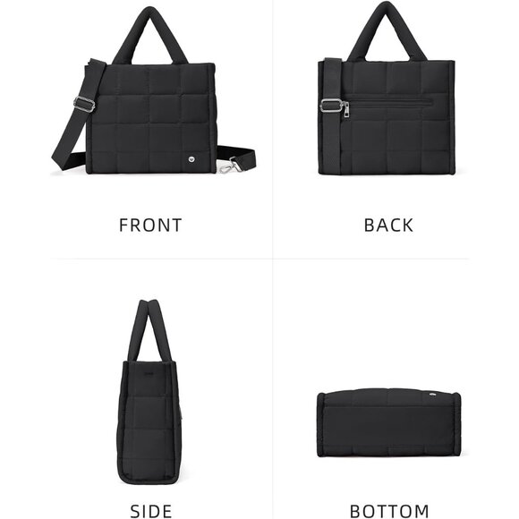 Elegant Women's Quilted Nylon Tote Bag - Stylish Weekender & Overnight Companion - Picture 6 of 6